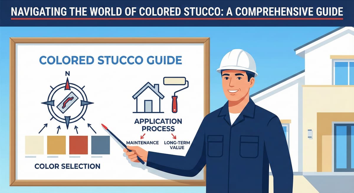 Stucco Champions infographic comparing warm earth-tone stucco versus cool modern white stucco to show the impact on curb appeal.