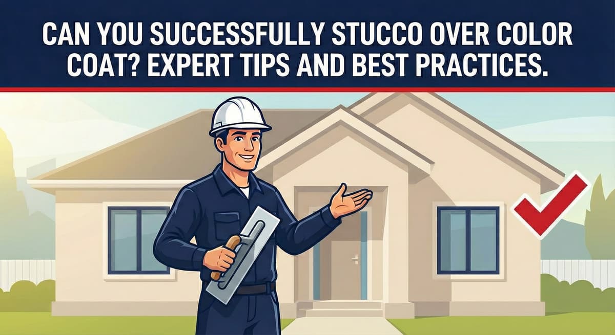 Stucco Champions contractor holding a finishing trowel, indicating that applying new stucco over an existing color coat is possible with proper preparation.